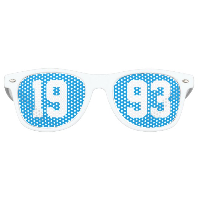 Lunettes De Fête Retro Classe de 1993 30e Lycée Réunion Bleu Blanc (Devant)