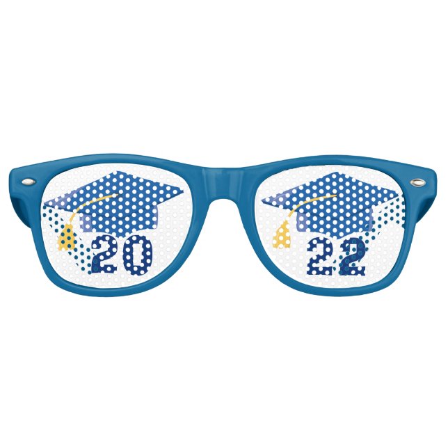 Lunettes De Fête Retro Classe de cool de 2022 Senior Blue Graduation Part (Devant)