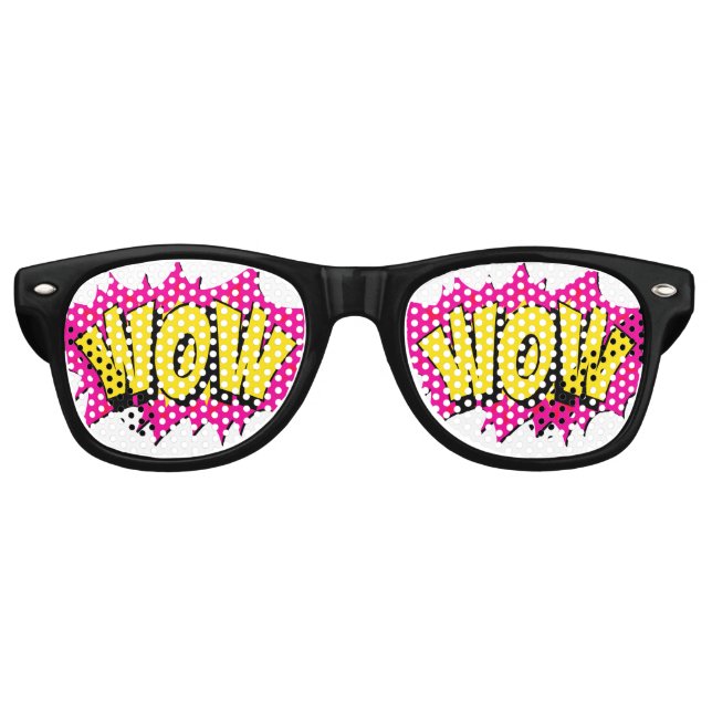 Lunettes De Fête Retro Comic Pop Art Jaune Purple WOW Nouveauté Drôle Pla (Devant)