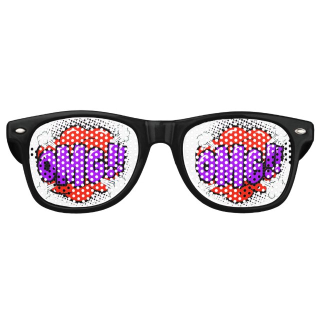 Lunettes De Fête Retro Comic Pop Art Rouge violet OMG Nouveauté Drôle Pla (Devant)