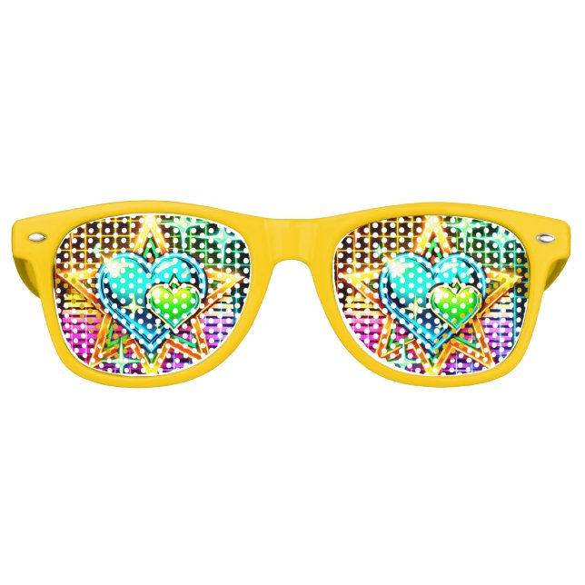 Lunettes De Fête Retro Conception cardiaque (Devant)
