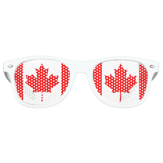 Lunettes De Fête Retro Couleurs du drapeau Feuille d'érable du Canada (Devant)