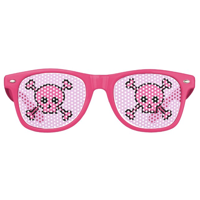 Lunettes De Fête Retro Crâne rose Goth Girl Cute Emo (Devant)