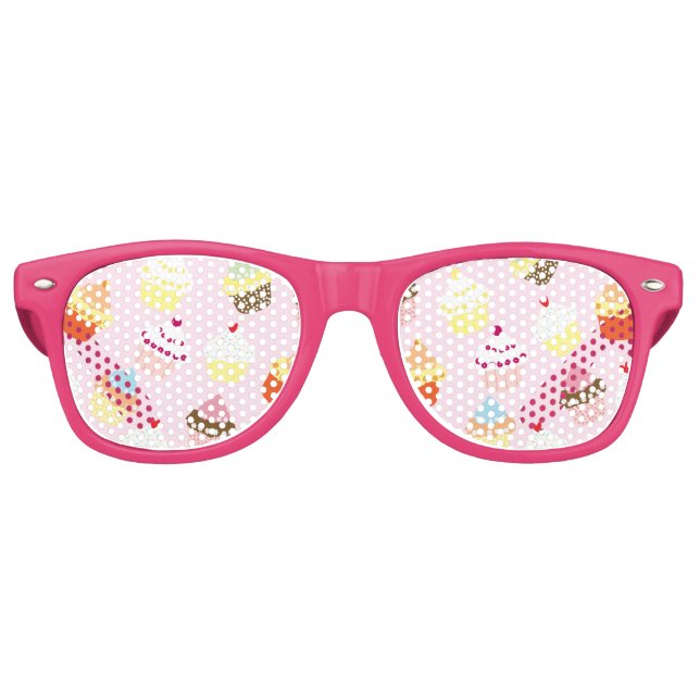 LUNETTES DE FÊTE RETRO CUPCAKES MOTIF ROSE (Devant)