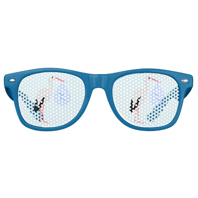 Lunettes De Fête Retro Cute Blue Baby Boy Stork (Devant)