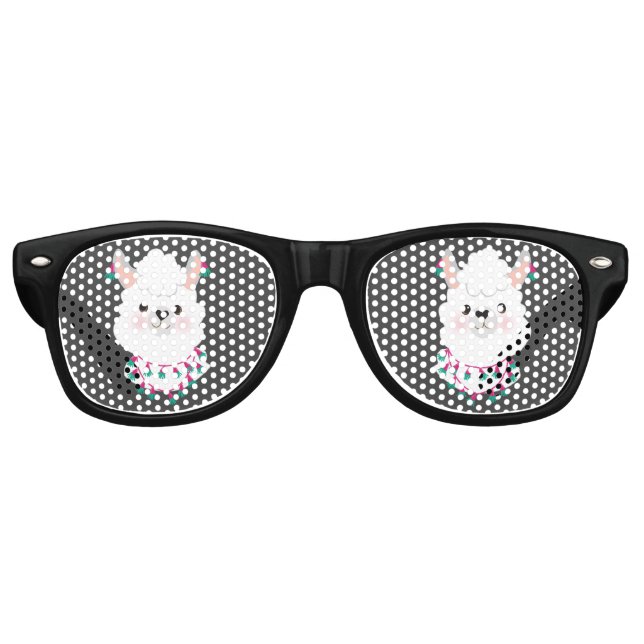 Lunettes De Fête Retro Cute Llama blanche (Devant)