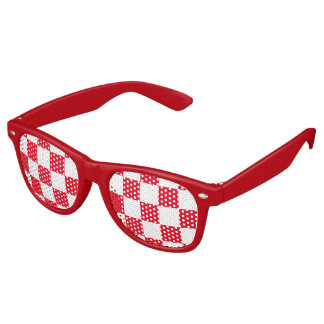 Lunettes De Fête Retro Damier croate rouge et blanc