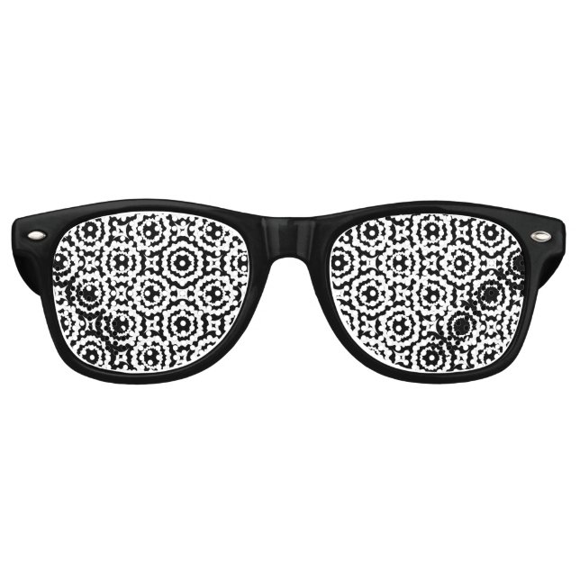 Lunettes De Fête Retro Design de cercles en zigzag noir mignon (Devant)