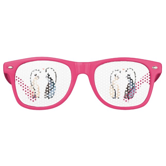 Lunettes De Fête Retro Deux chats amoureux (Devant)