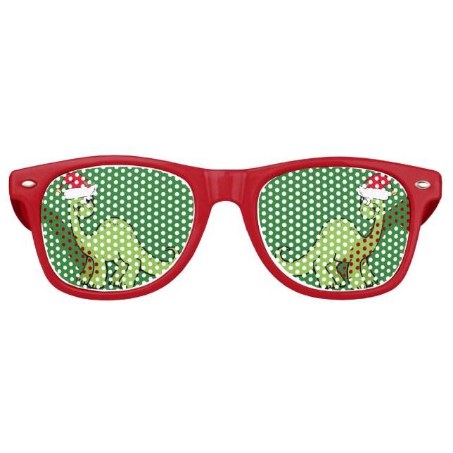 Lunettes De Fête Retro Dinosaure de Noël mignon (Devant)
