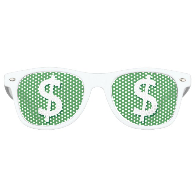 Lunettes De Fête Retro Dollar vert et blanc - Têtes de fête (Devant)