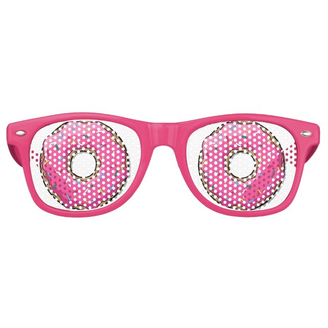 Lunettes De Fête Retro Donut Rose Cartoon Avec Saupoudrages (Devant)