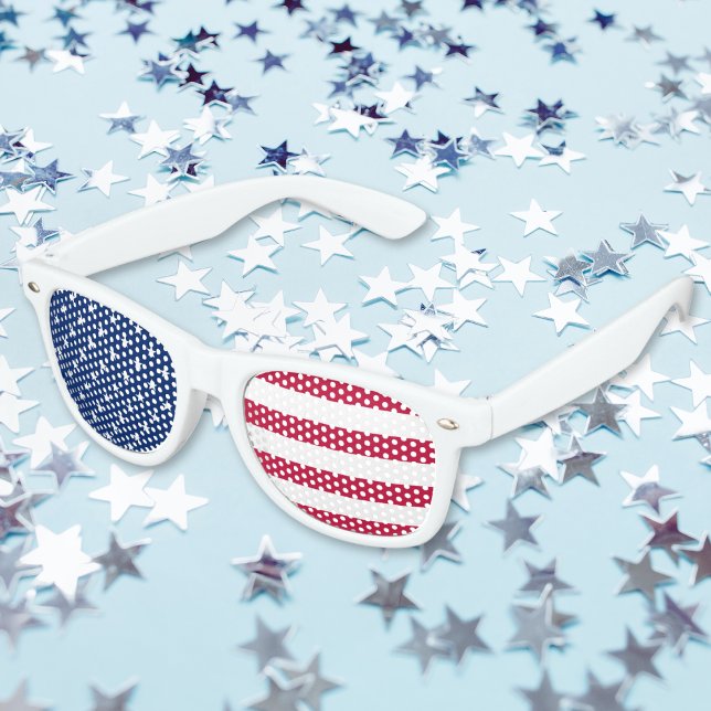 Lunettes De Fête Retro Drapeau américain patriotique États-Unis Amérique (Patriotic American USA United States America Flag Retro Sunglasses)