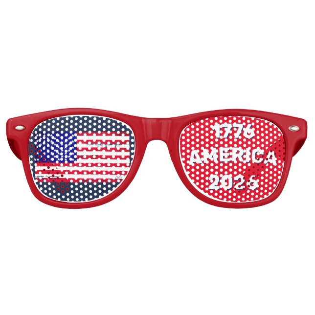 Lunettes De Fête Retro Drapeau Amérique 1776 2026 (Devant)