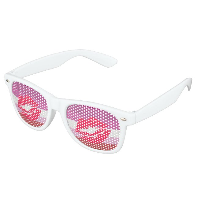 Lunettes De Fête Retro Drapeau de fierté lesbienne au rouge à lèvres (Angulaire)