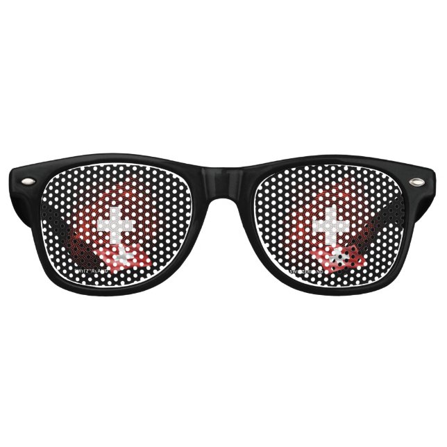 Lunettes De Fête Retro Drapeau de la Suisse (Devant)