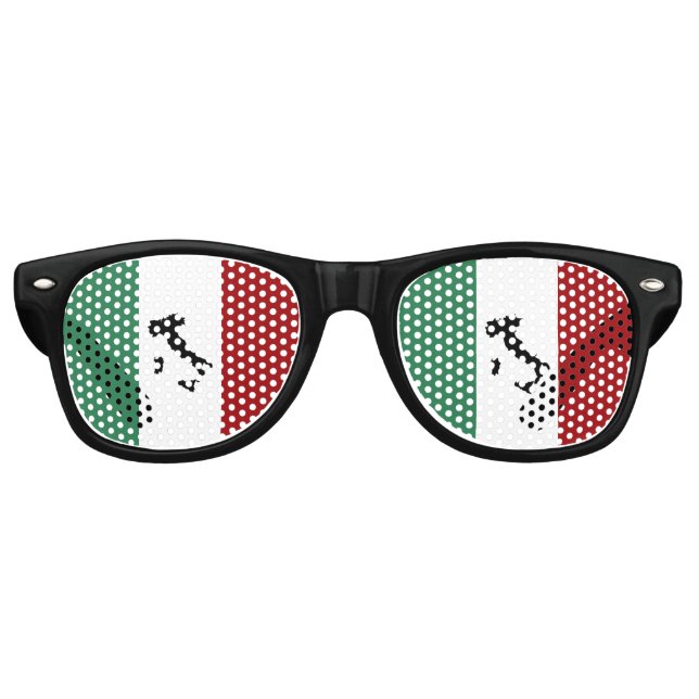 Lunettes De Fête Retro Drapeau et amorçage italiens (Devant)