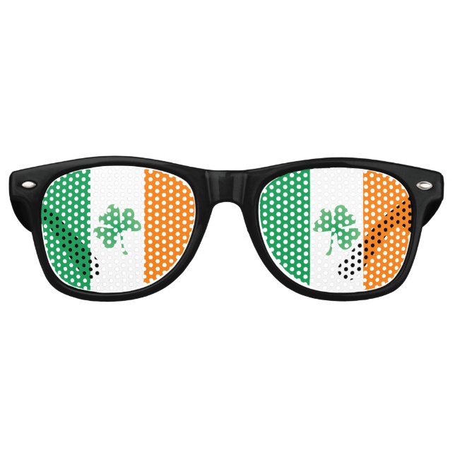 Lunettes De Fête Retro Drapeau irlandais avec Shamrock (Devant)