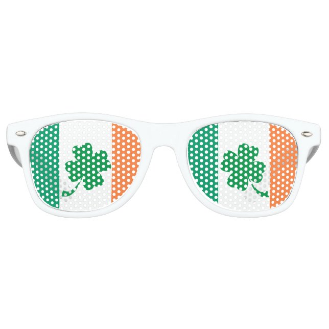 Lunettes De Fête Retro Drapeau irlandais et 4 feuilles (Devant)