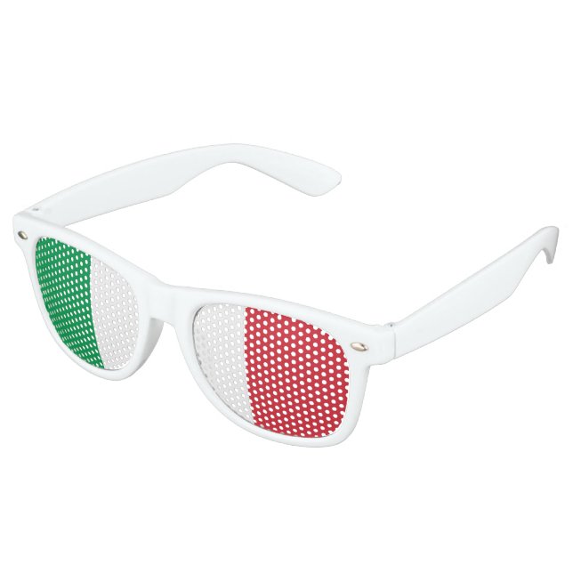 Lunettes De Fête Retro Drapeau italien, Drapeau italien amusant (Angulaire)