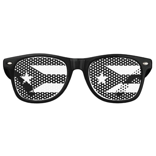 Lunettes De Fête Retro Drapeau noir vertical de Porto Rico (Devant)
