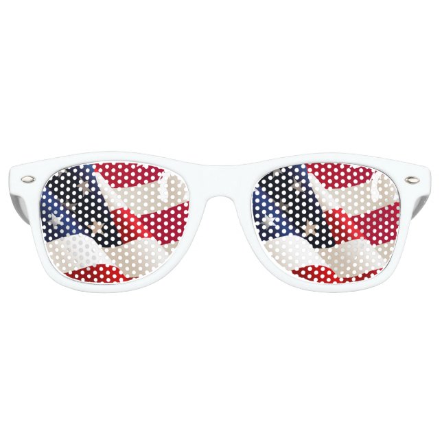 Lunettes De Fête Retro drapeau ondulant des États-Unis (Devant)