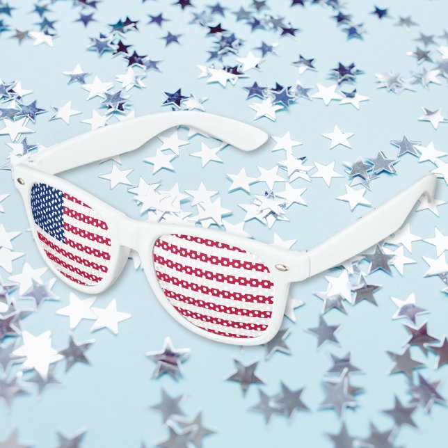 Lunettes De Fête Retro Drapeau Patriotique Américain États-Unis Amérique  (Patriotic American United States America USA Flag Retro Sunglasses)
