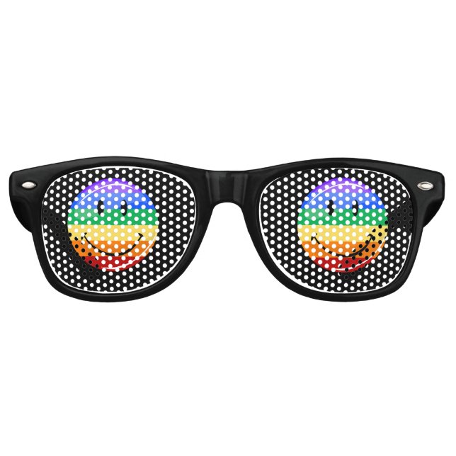 Lunettes De Fête Retro Drapeau rond brillant souriant Gay Lgbt Pride (Devant)