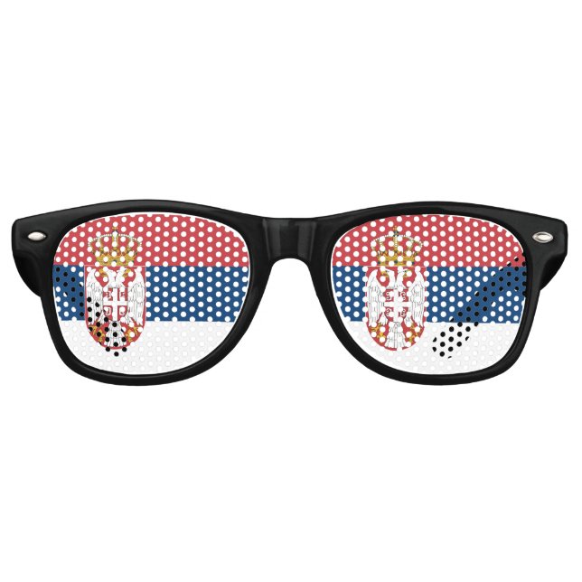 Lunettes De Fête Retro Drapeau Serbie (Devant)