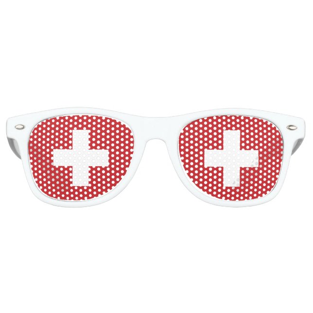 Lunettes De Fête Retro Drapeau Suisse (Devant)
