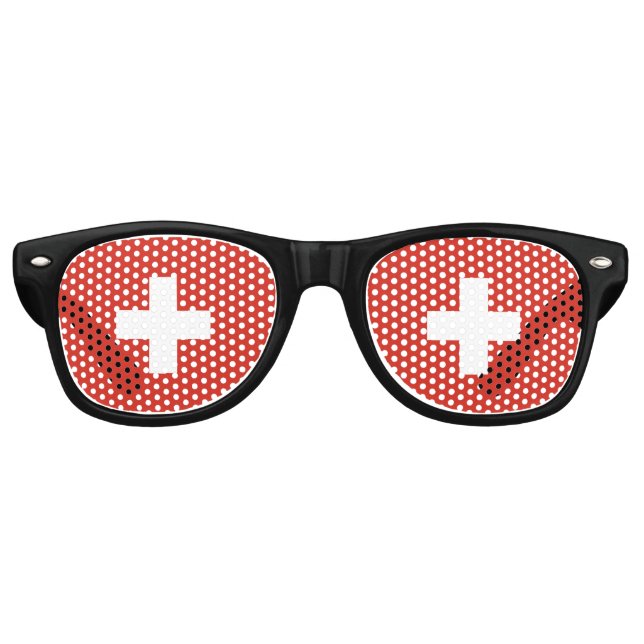 Lunettes De Fête Retro Drapeaux de la Suisse (Devant)