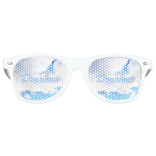 Lunettes De Fête Retro Dreamer Puffy nuages blancs et ciel bleu (Devant)
