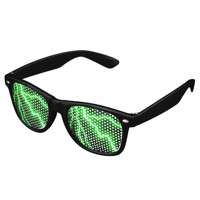 Lunettes De Fête Retro Éclair vert électrique (Angulaire)