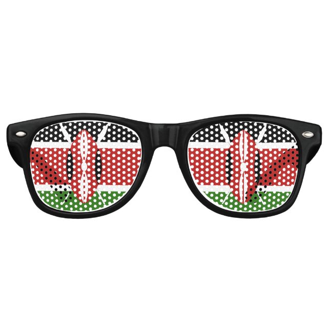 Lunettes De Fête Retro Emblème du drapeau du Kenya (Devant)