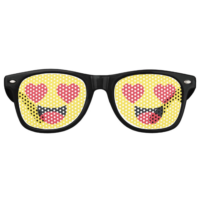 Lunettes De Fête Retro Emoji des yeux du coeur (Devant)