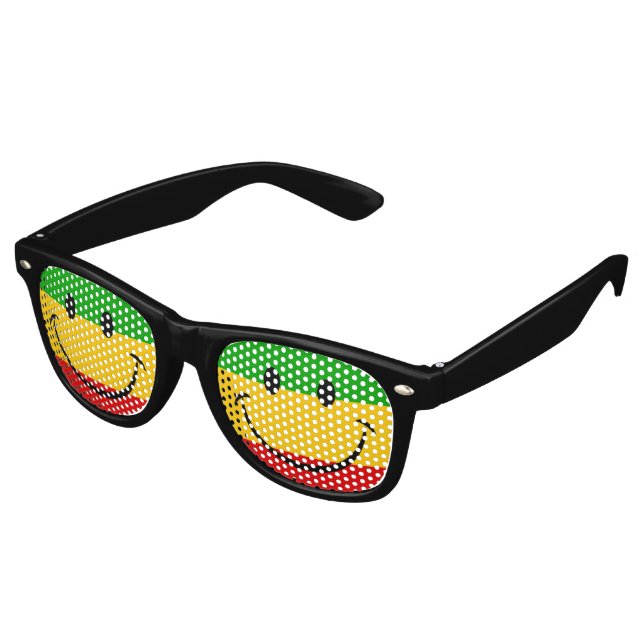 Lunettes De Fête Retro Émoticône Souriant Drapeau Rasta Reggae (Angulaire)