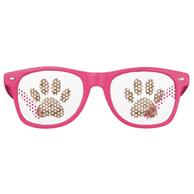 Lunettes De Fête Retro Empreinte de patte en détresse de Camo Dog du dése (Devant)