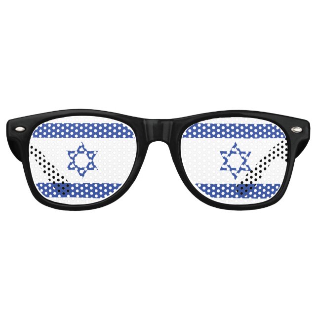Lunettes De Fête Retro Etat d'Israël Drapeau, Étoile de David Juifs (Devant)