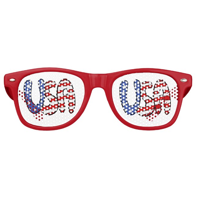 Lunettes De Fête Retro États-Unis Rouge, Blanc, Bleu (Devant)