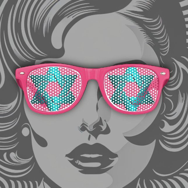 Lunettes De Fête Retro Étoile Turquoise de David Bat mitzvah (Créateur téléchargé)