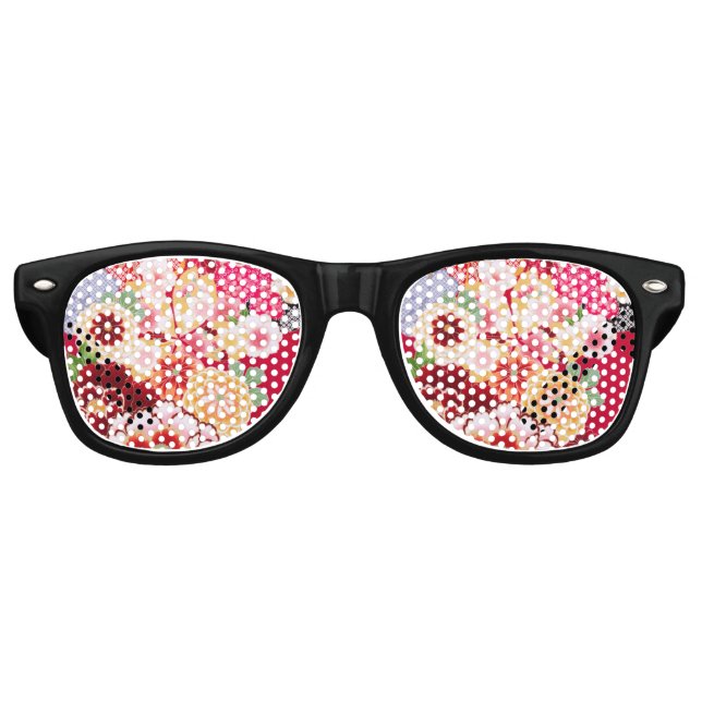 Lunettes De Fête Retro Falln Red Floral Burn (Devant)