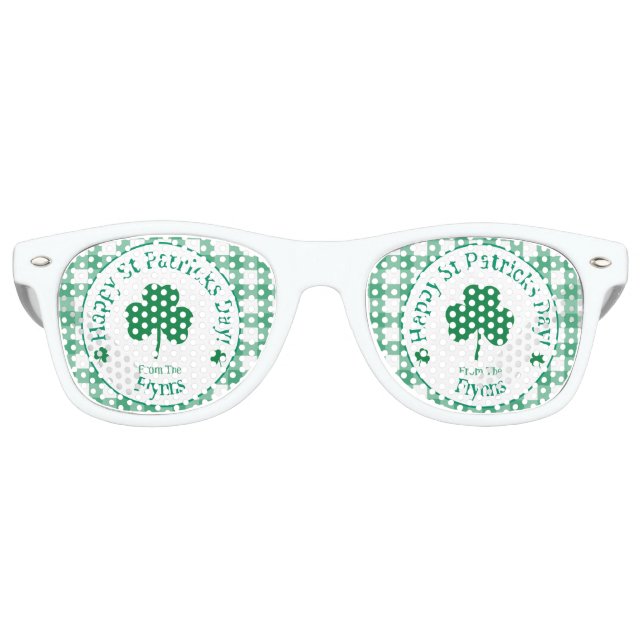 Lunettes De Fête Retro Fête de la Saint-Patrick NOM Trèfle Irlandais Vert (Devant)