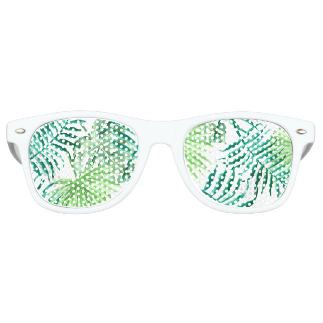 Lunettes De Fête Retro Feuilles sur mesure, turquoise et verte de palmier (Devant)