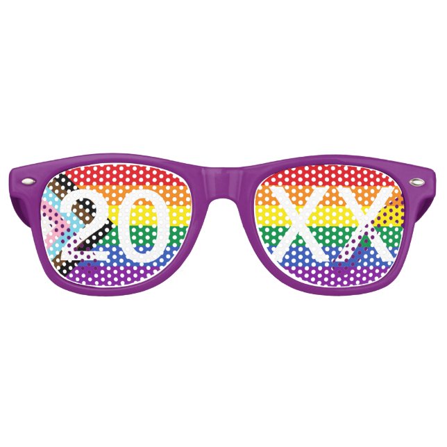 Lunettes De Fête Retro Fierté de progression personnalisée 20XX pourpre (Devant)