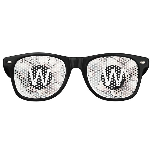 Lunettes De Fête Retro Fleur de cerisier monogramme (Devant)