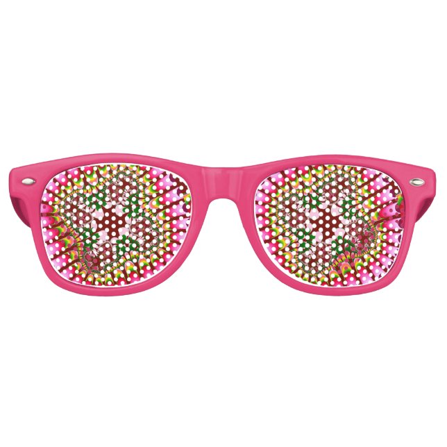 Lunettes De Fête Retro Fleur de fraise rose (Devant)