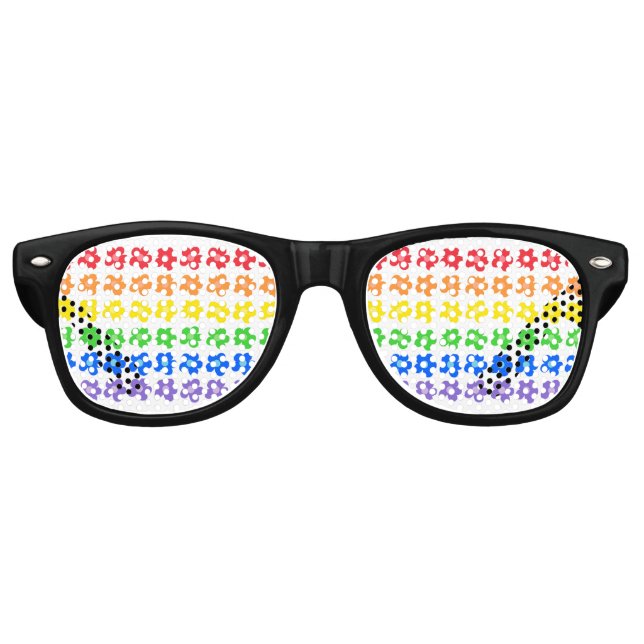 Lunettes De Fête Retro Fleurs Arc-en-ciel (Devant)