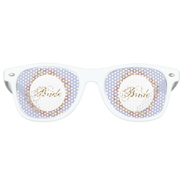 Lunettes De Fête Retro Fleurs de Lavande d'or Floral Mariage moderne (Devant)