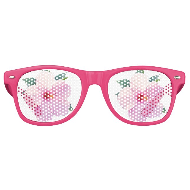 Lunettes De Fête Retro Fleurs d'Hibiscus roses (Devant)