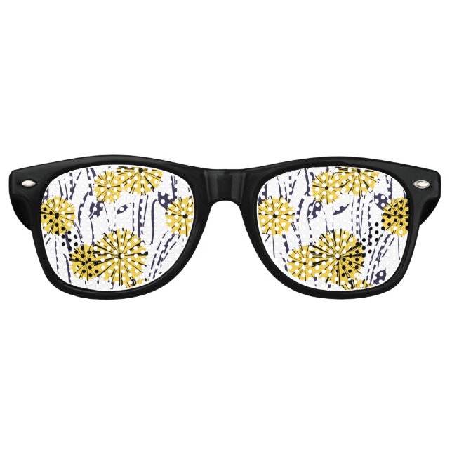Lunettes De Fête Retro Fleurs jaunes (Devant)